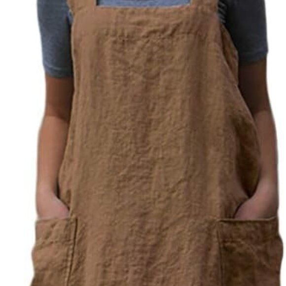 Women's Pinafore Square Apron Baking Cooking Gardening Works Cross Back Cotton/L - Picture 1 of 5